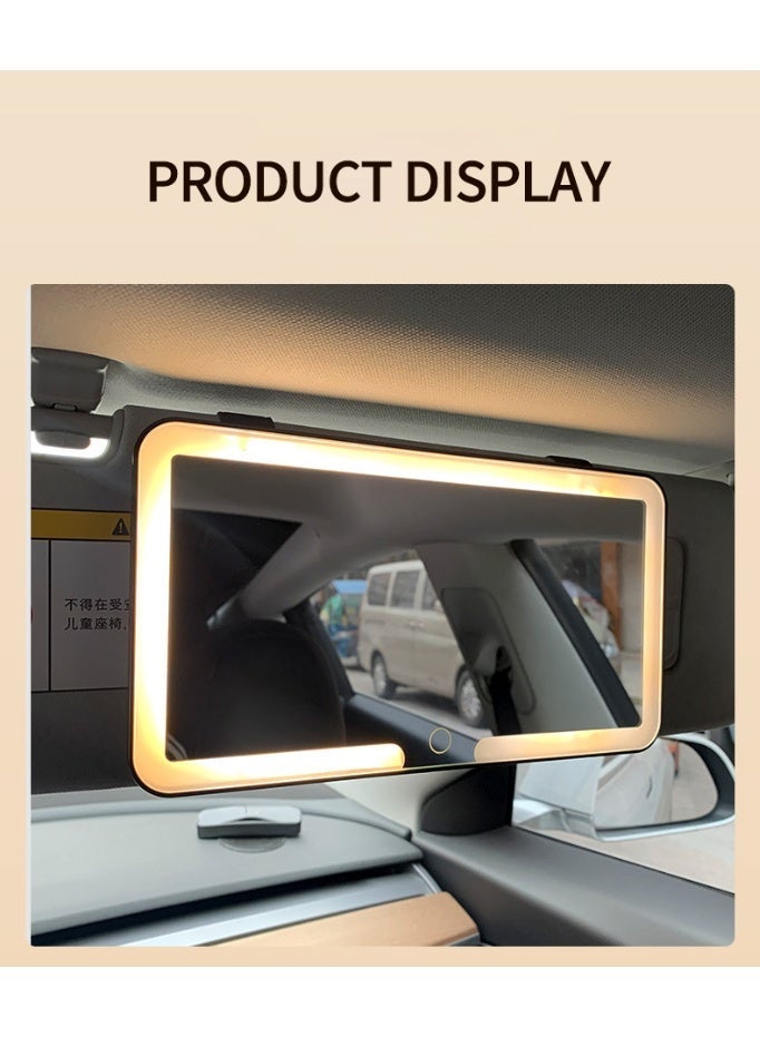 مرآة التجميل المتوافقة مع جميع السيارات لعدة عاكس الشمس مع أضواء LED، قطعة داخلية للسيارة ذات مرآة عالية الدقة، مرآة التجميل المُرتبطة بالسيارة مع إضاءة - Image 2